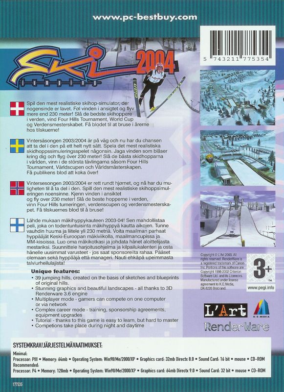 Back Cover for Ski Jumping 2004 (Windows) (PC Best Buy release)