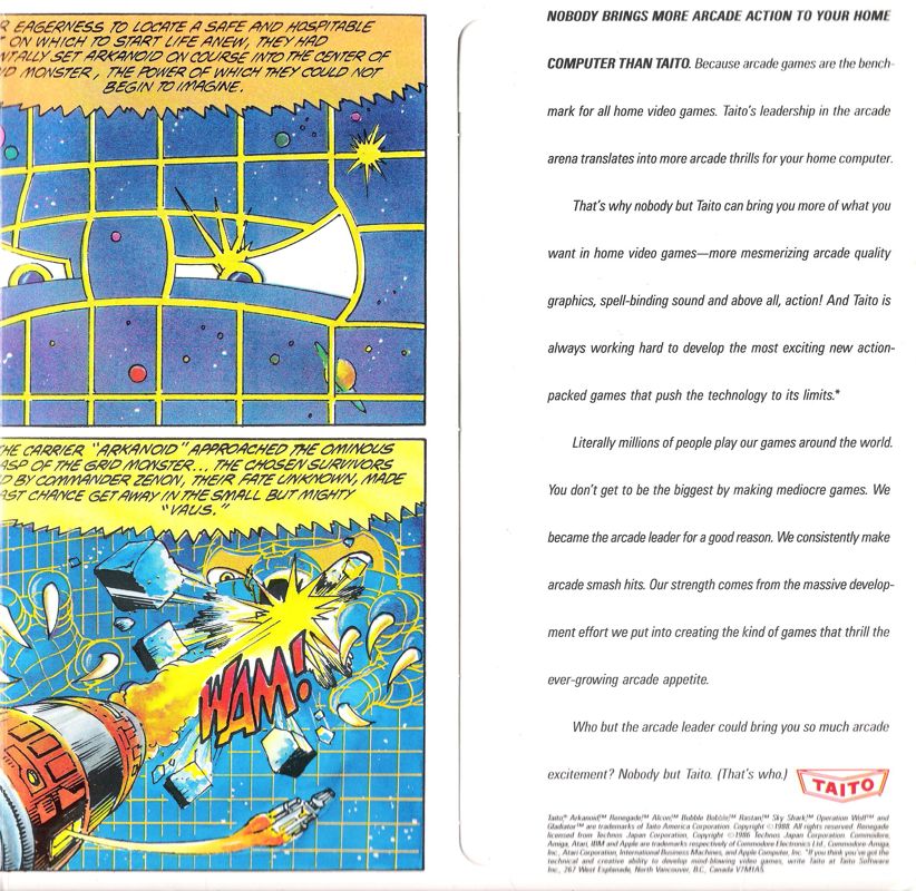 Inside Cover for Arkanoid (DOS): Right
