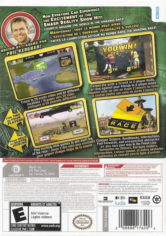 Back Cover for The Amazing Race (Wii)