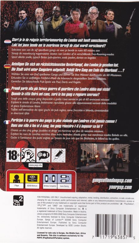 Back Cover for Gangs of London (PSP)