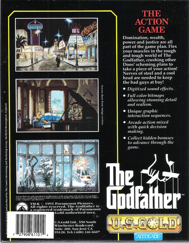 Back Cover for The Godfather (DOS) (5.25" release)
