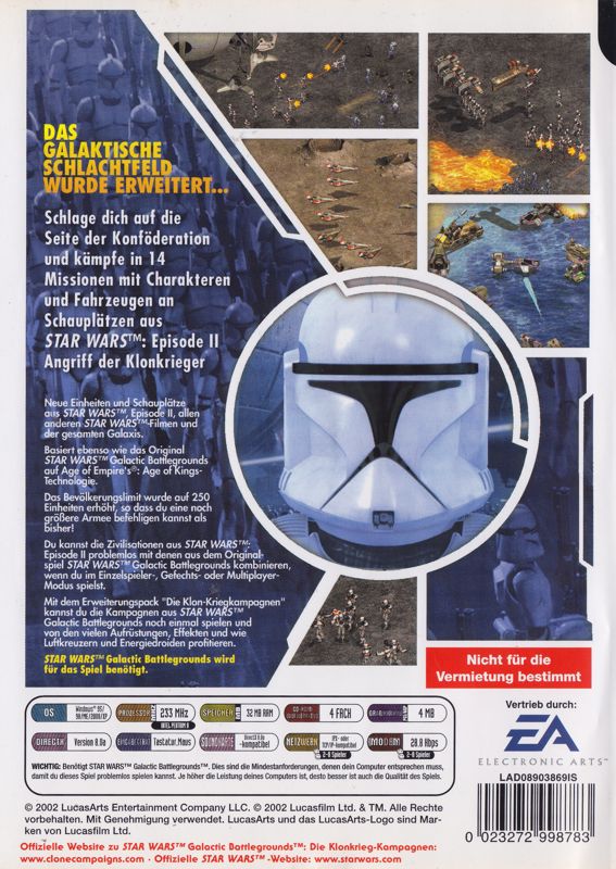 Back Cover for Star Wars: Galactic Battlegrounds - Clone Campaigns (Windows)