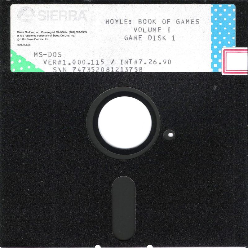 Media for Hoyle: Official Book of Games - Volume 1 (DOS) (5.25" release (Version 1.000.115)): Disk 1/3