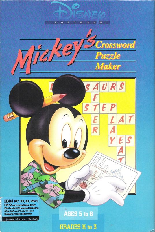 Front Cover for Mickey's Crossword Puzzle Maker (DOS) (Dual media release)
