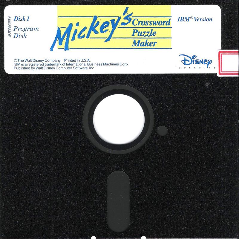 Media for Mickey's Crossword Puzzle Maker (DOS) (Dual media release): 5.25" Disk 1/2