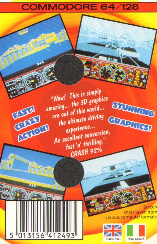 Back Cover for Hard Drivin' (Commodore 64)