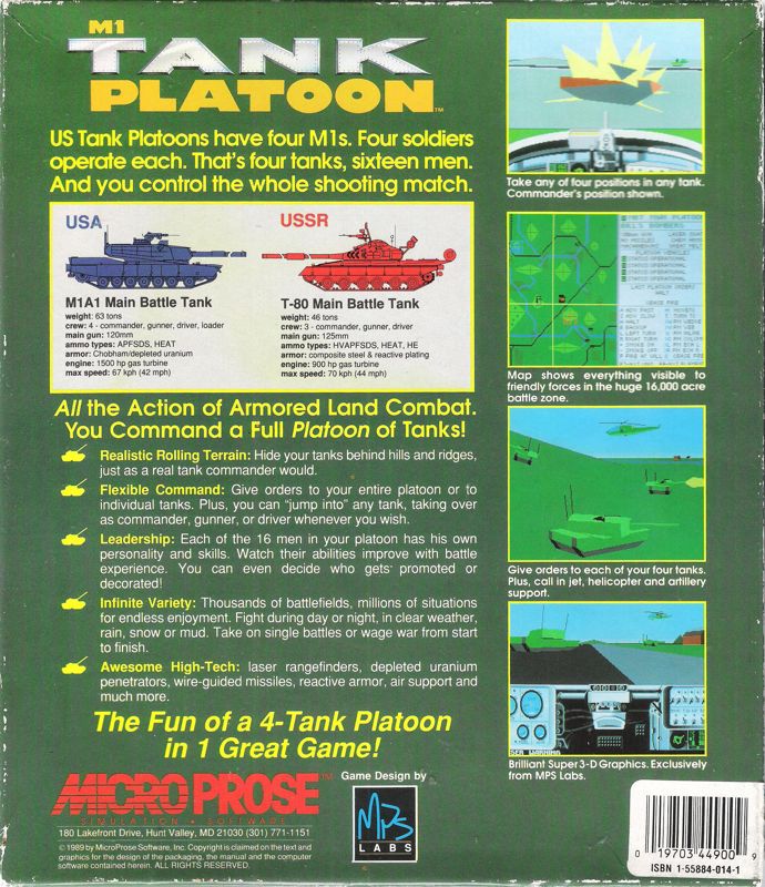 Back Cover for M1 Tank Platoon (DOS)