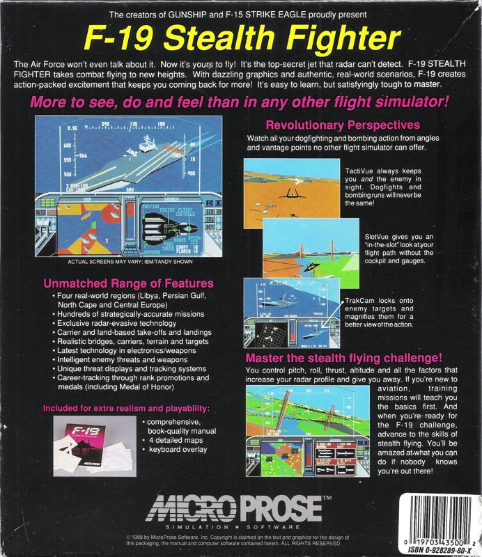 Back Cover for F-19 Stealth Fighter (DOS) (5.25" release (version 435.02))
