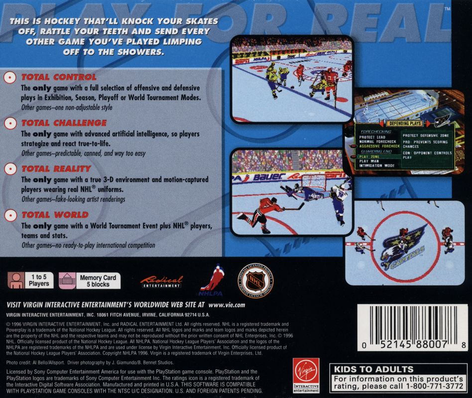 Back Cover for NHL Powerplay '96 (PlayStation)