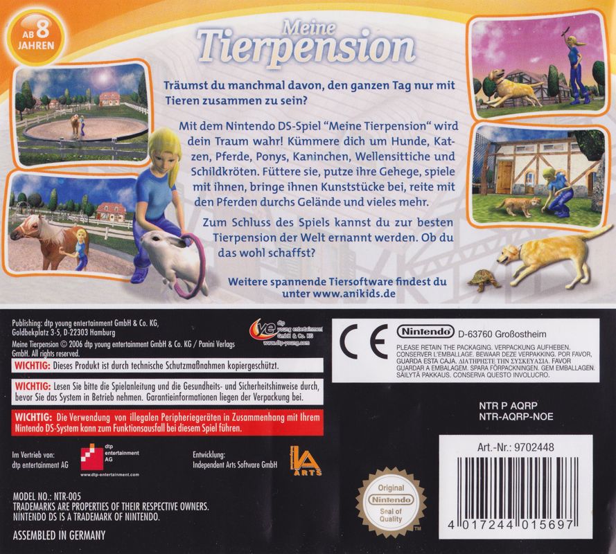 Back Cover for Paws & Claws: Pet Resort (Nintendo DS) (Re-release)