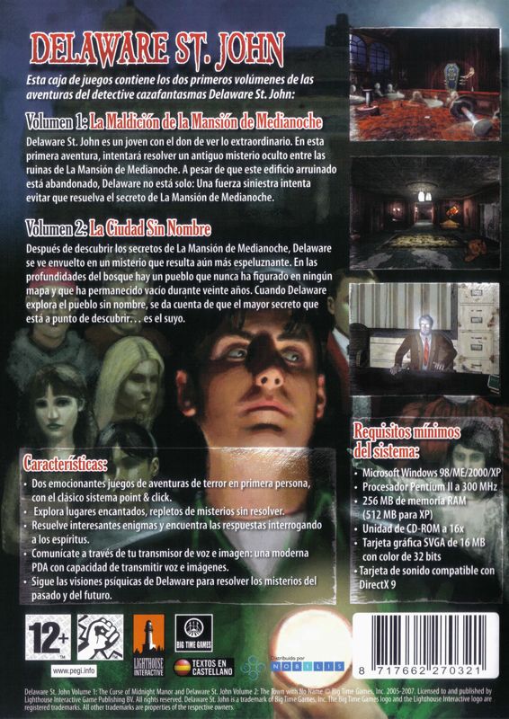 Back Cover for Delaware St. John: Volume 1: The Curse of Midnight Manor / Volume 2: The Town with No Name (Windows)