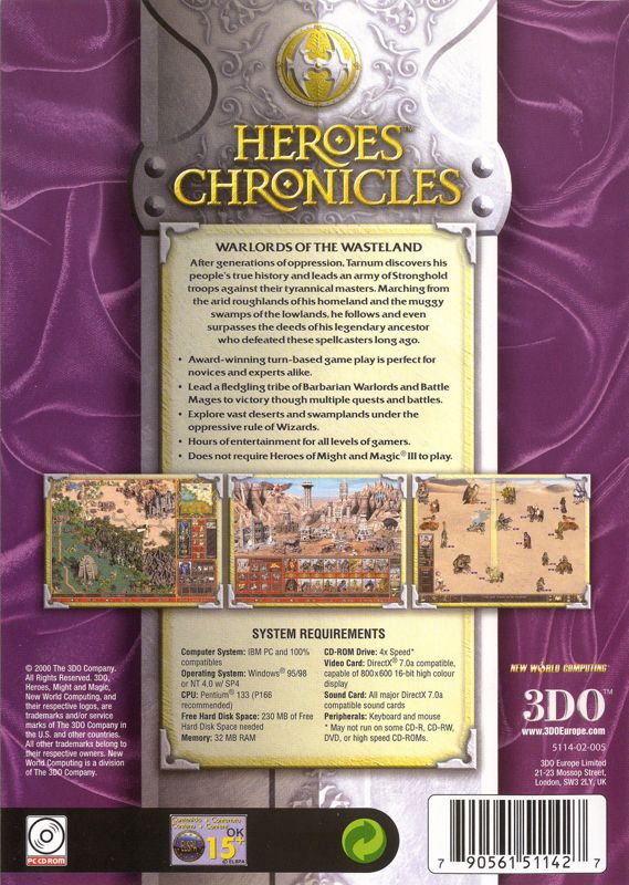 Back Cover for Heroes Chronicles: Warlords of the Wastelands (Windows)