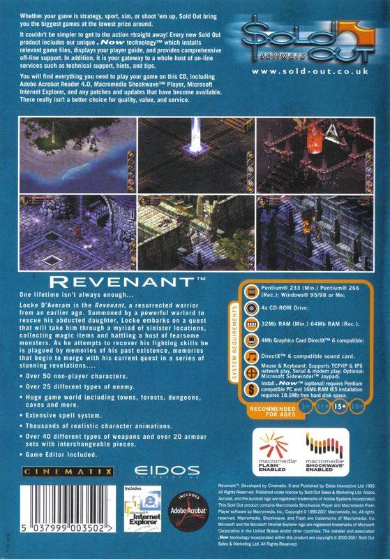 Back Cover for Revenant (Windows) (Sold Out Software release)