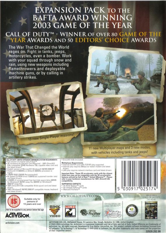 Back Cover for Call of Duty: United Offensive (Windows)