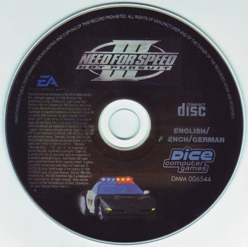 Media for Need for Speed III: Hot Pursuit (Windows) (Dice Multimedia release)