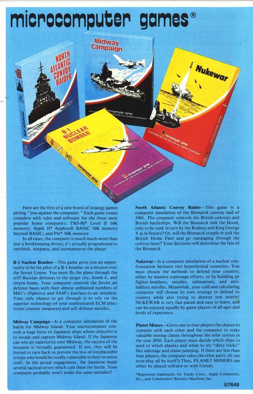 Advertisement for Midway Campaign (Apple II and Commodore PET/CBM and TRS-80): Catalog - Back
