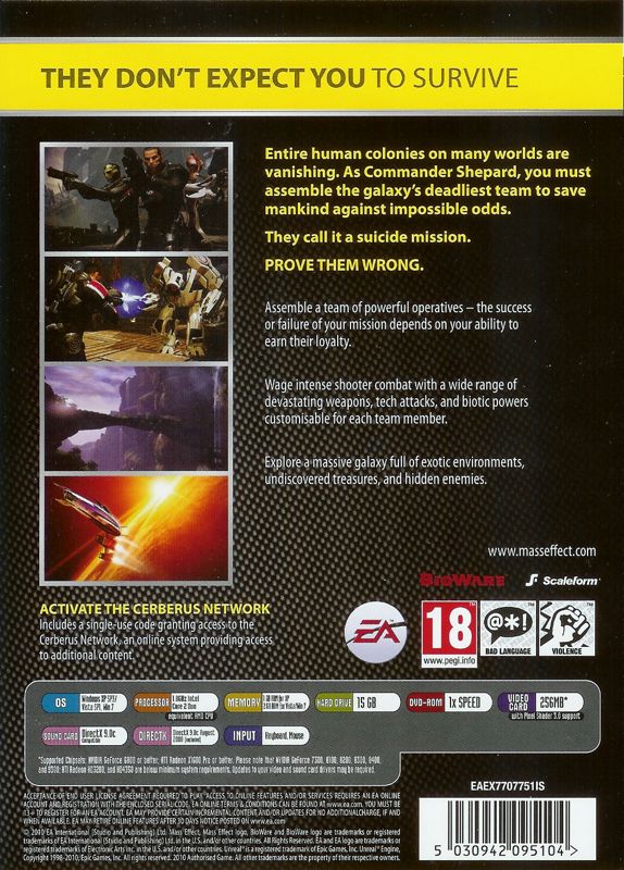 Back Cover for Mass Effect 2 (Windows) (EA Classics release)