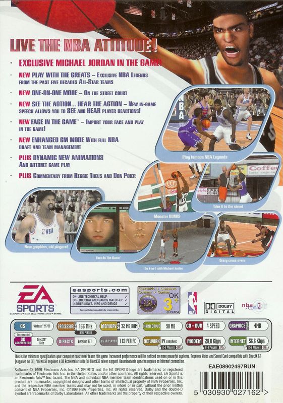 Back Cover for NBA Live 2000 (Windows) (Re-release)
