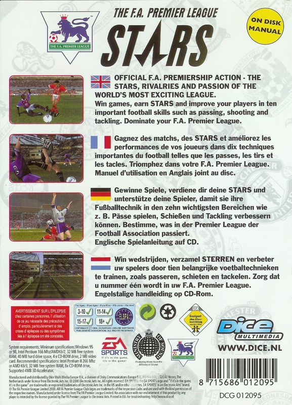 Back Cover for The F.A. Premier League Stars (Windows)
