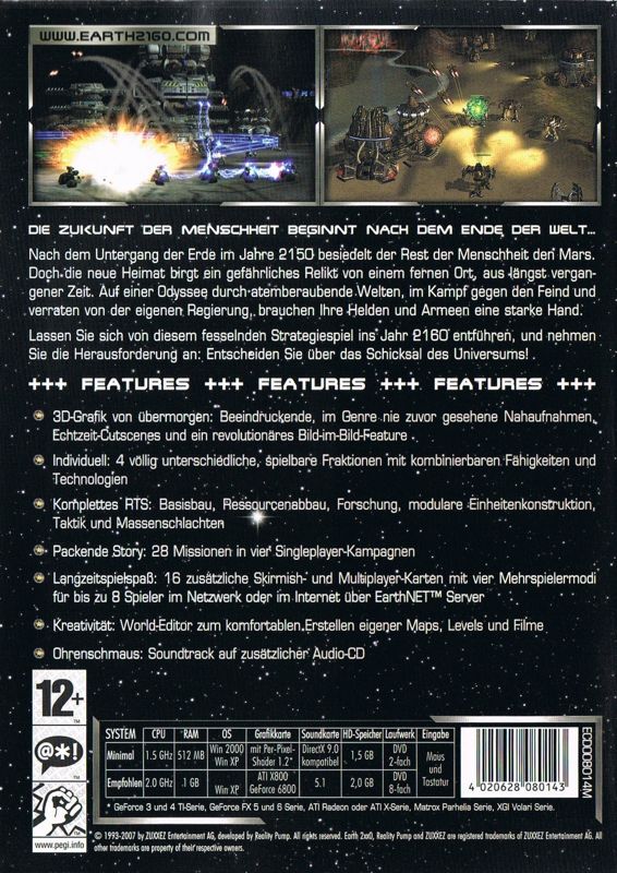 Back Cover for Earth 2160 (Windows) (Re-release)