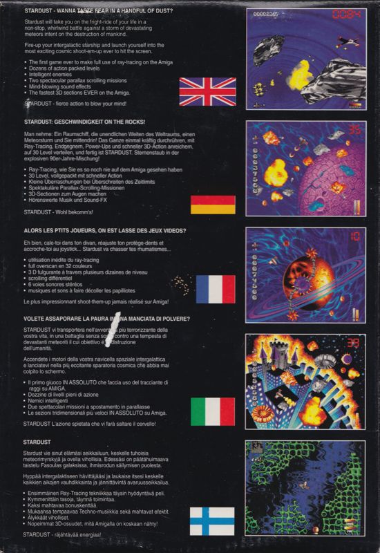Back Cover for Stardust (Atari ST)