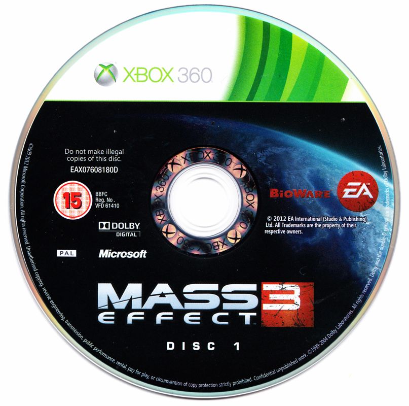 Media for Mass Effect 3 (Xbox 360): Disc 1