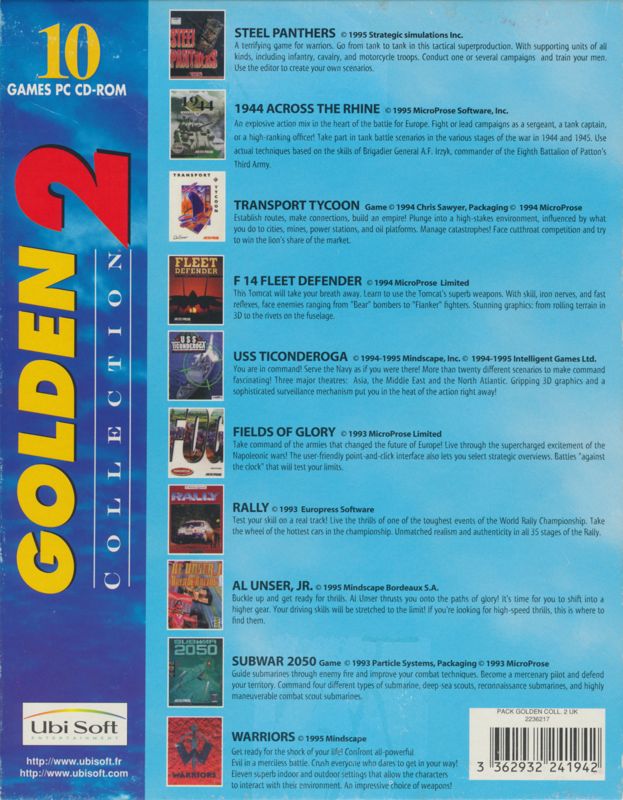 Back Cover for Golden Collection 2 (DOS)