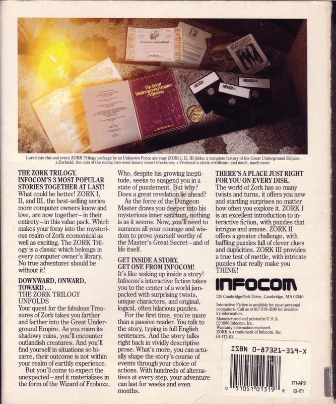 Back Cover for Zork Trilogy (Macintosh)