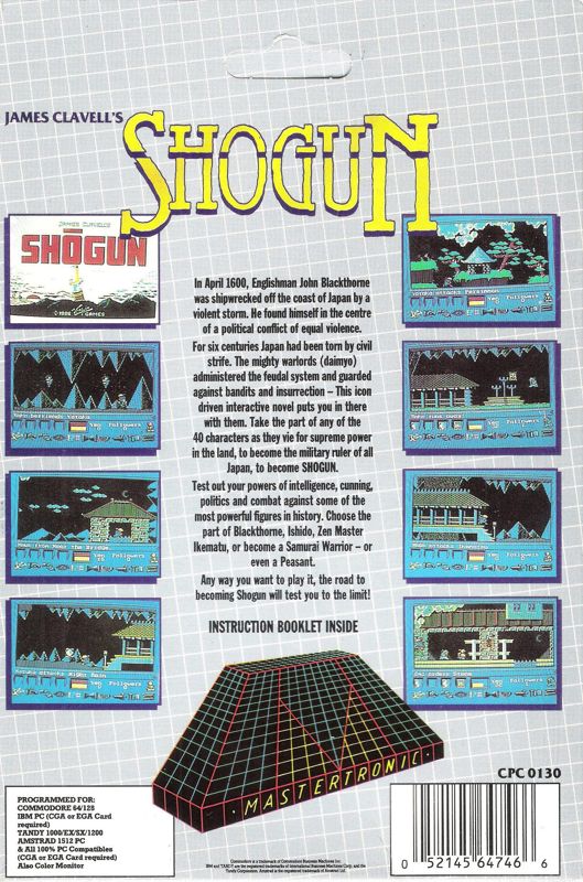 Back Cover for James Clavell's Shogun (Commodore 64 and DOS)