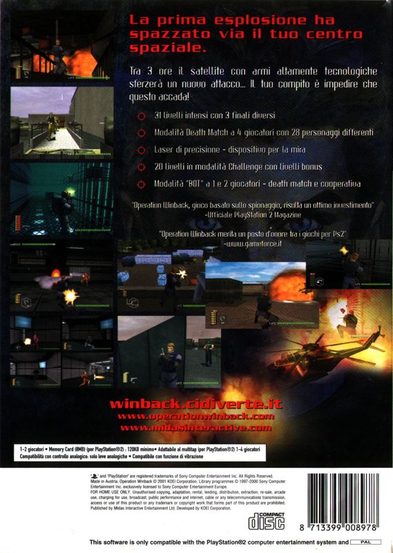 Back Cover for WinBack: Covert Operations (PlayStation 2)