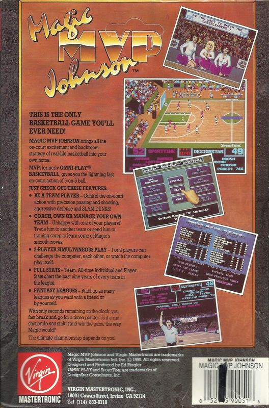 Back Cover for Omni-Play Basketball (DOS)