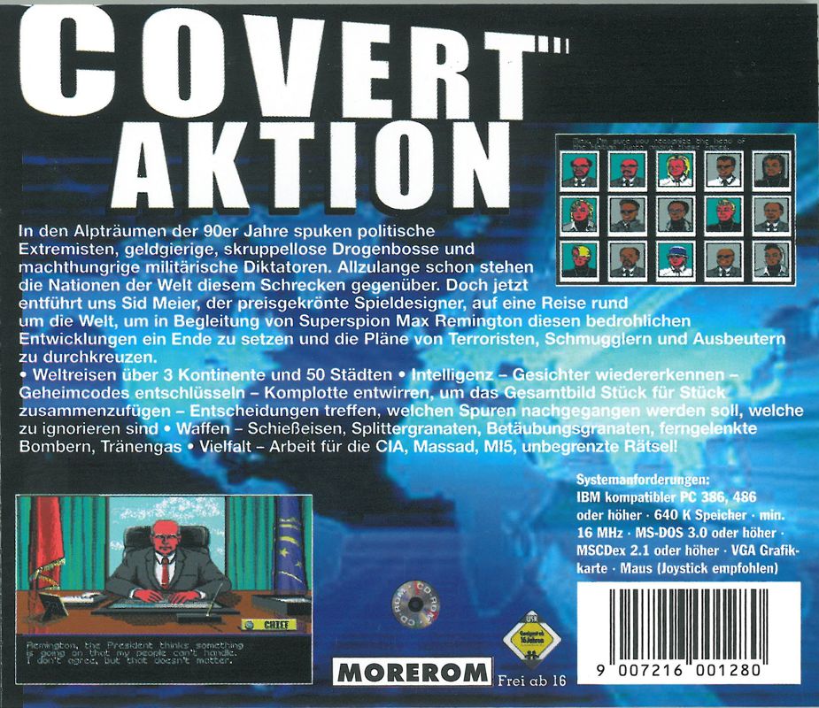 Back Cover for Sid Meier's Covert Action (DOS) (MoreROM release)
