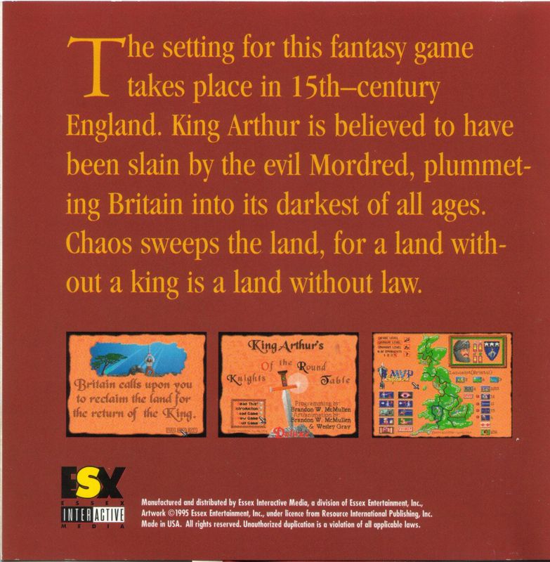 Other for King Arthur's K.O.R.T. (DOS) (Deluxe Edition): Jewel Case Back