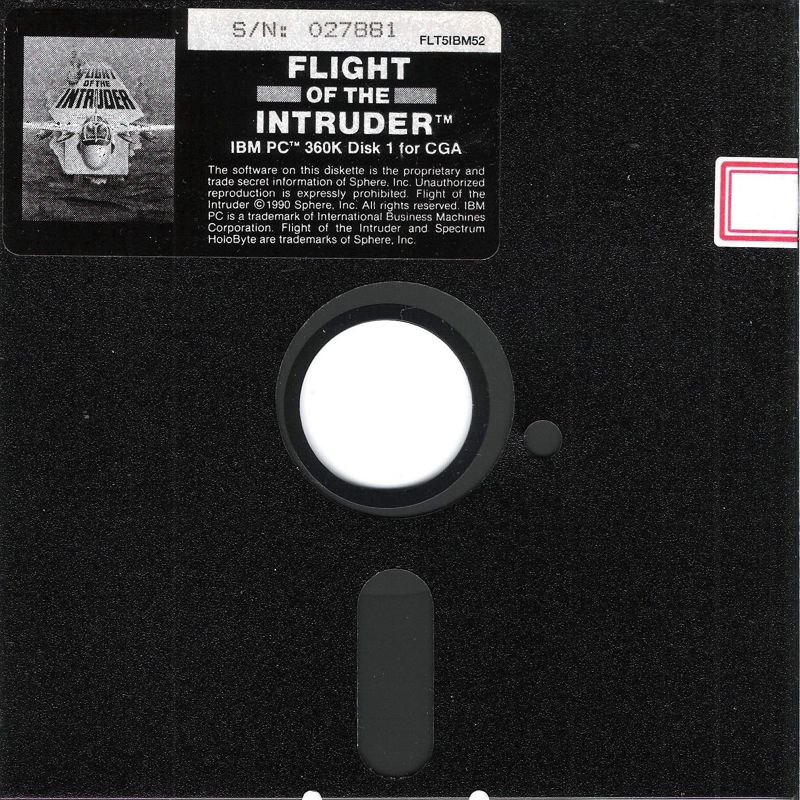 Media for Flight of the Intruder (DOS): 5.25" 360KB CGA Disk (1/2)