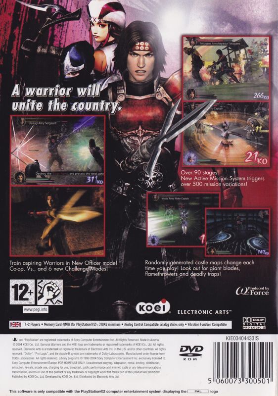 Back Cover for Samurai Warriors (PlayStation 2)