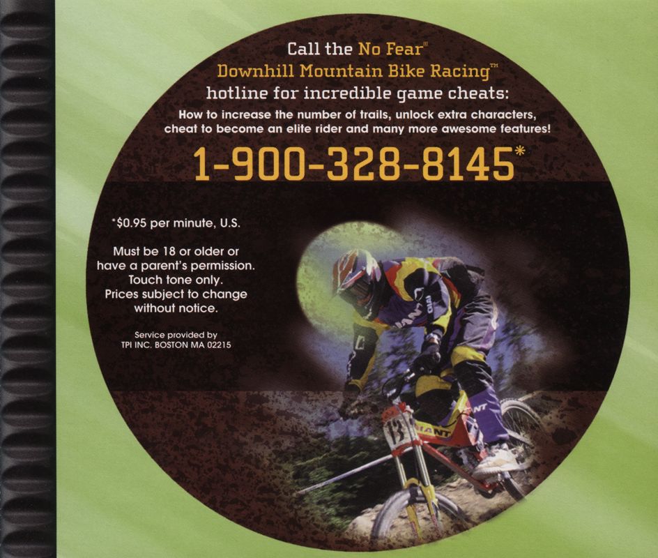 Inside Cover for No Fear Downhill Mountain Bike Racing (PlayStation)