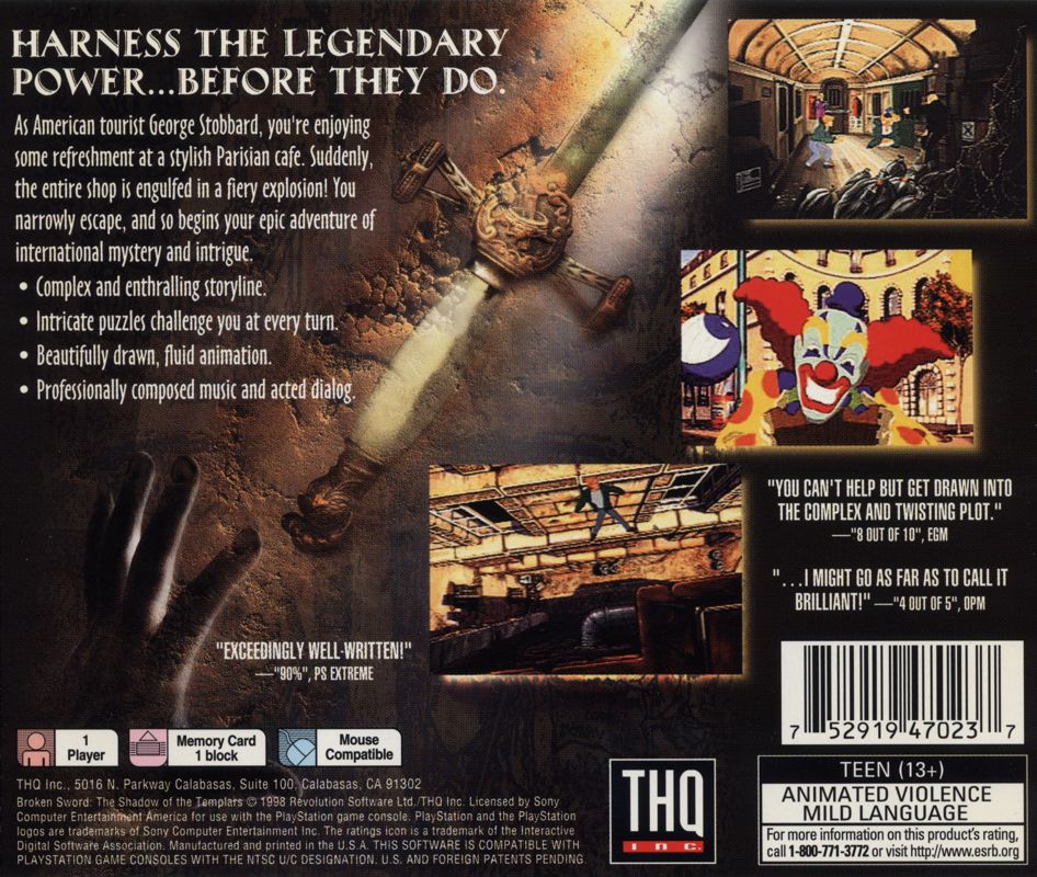 Back Cover for Circle of Blood (PlayStation)