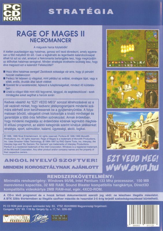 Back Cover for Rage of Mages II: Necromancer (Windows) (Ezt Vedd Meg! release)