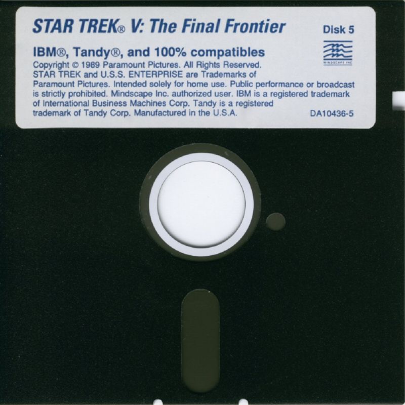 Media for Star Trek V: The Final Frontier (DOS) (Disk Codes: DA10436-1 ~ DA10436-5): Disk 5