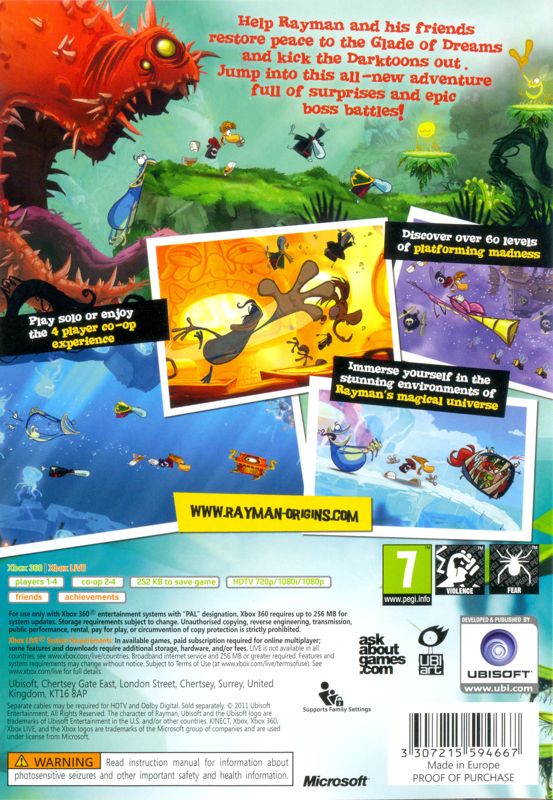 kolf Vooraf Vuil Rayman Origins cover or packaging material - MobyGames