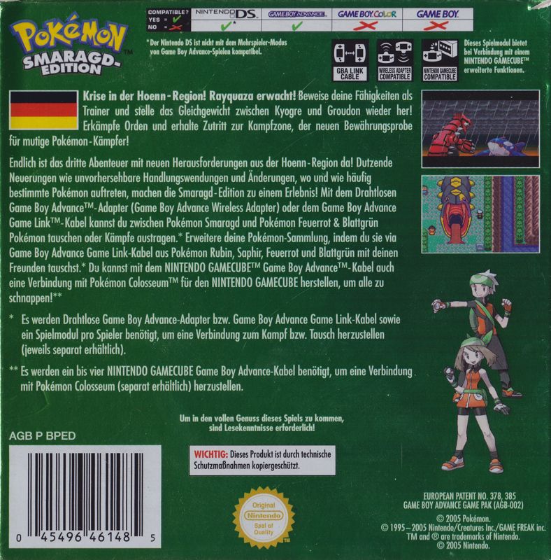 Pokémon Emerald Version cover or packaging material - MobyGames