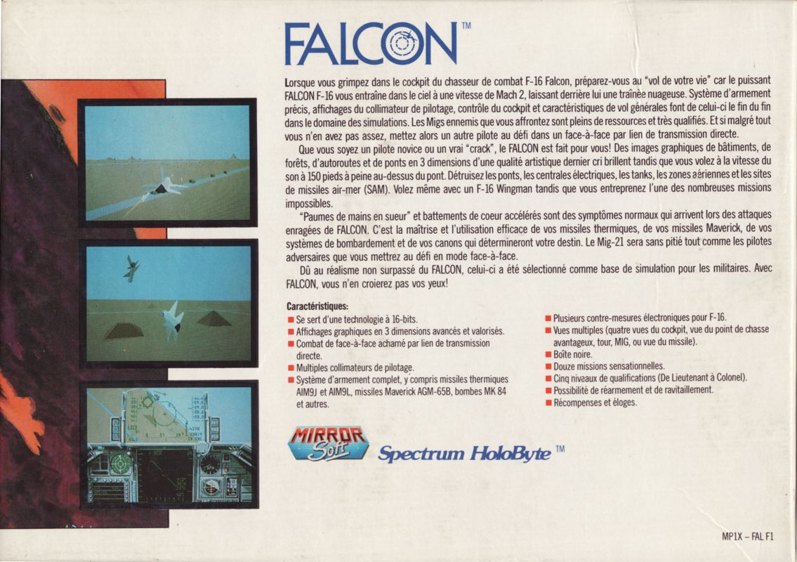 Back Cover for Falcon (Amiga)