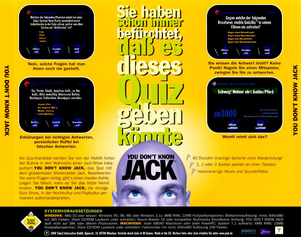 Back Cover for You Don't Know Jack: Volume 2 (Macintosh and Windows and Windows 3.x)