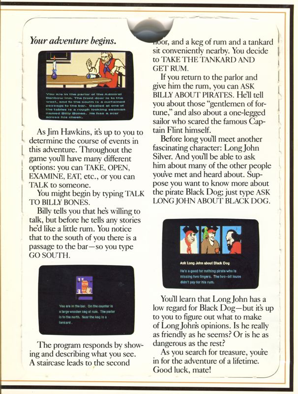 Inside Cover for Treasure Island (Commodore 64): Right