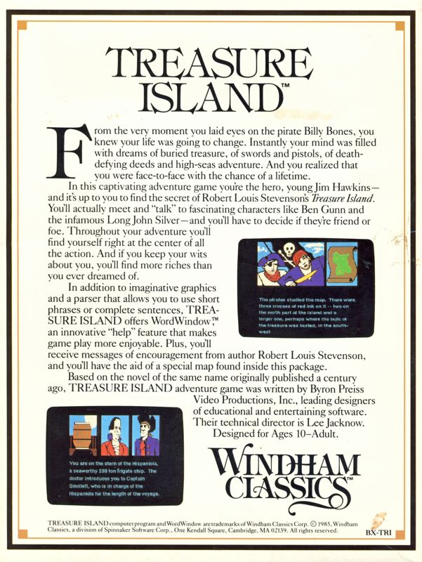 Back Cover for Treasure Island (Commodore 64)