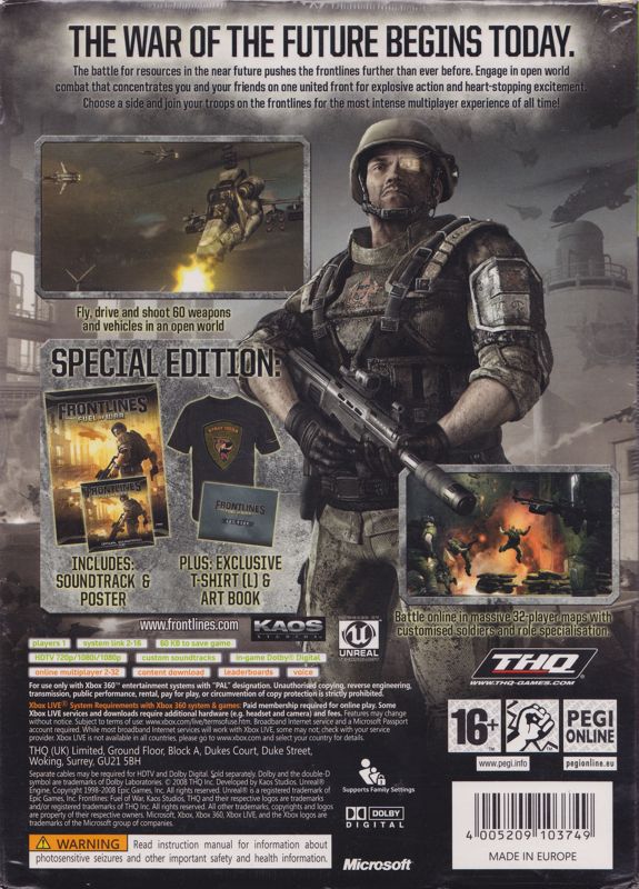Back Cover for Frontlines: Fuel of War (Special Edition) (Xbox 360)