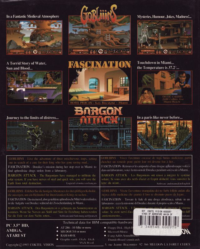Back Cover for Kings of Adventure 1 (Amiga)