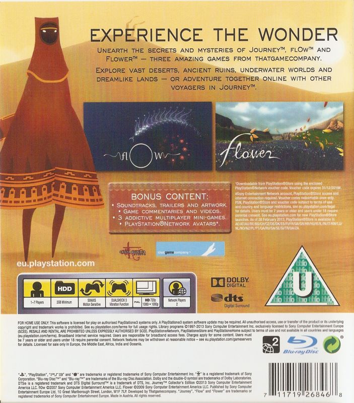 Back Cover for Journey: Collector's Edition (PlayStation 3)