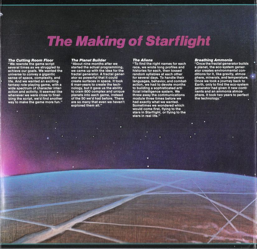 Inside Cover for Starflight (DOS): Middle