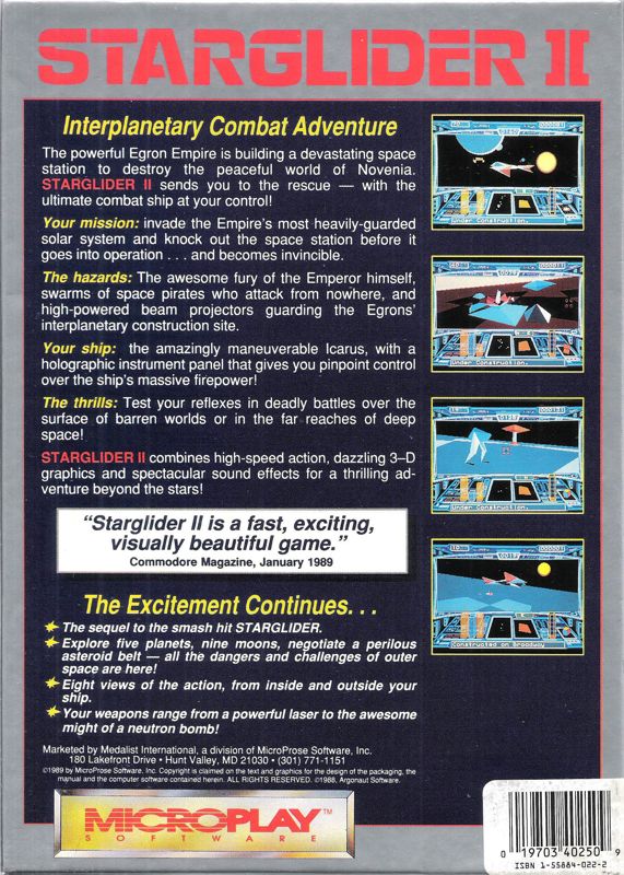 Back Cover for Starglider II (DOS)